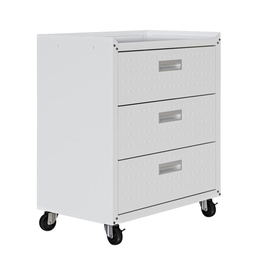 Manhattan Comfort - Fortress Garage Cabinet with 3 Full Extension Drawers in White - 4GMCC-WH veiw 2