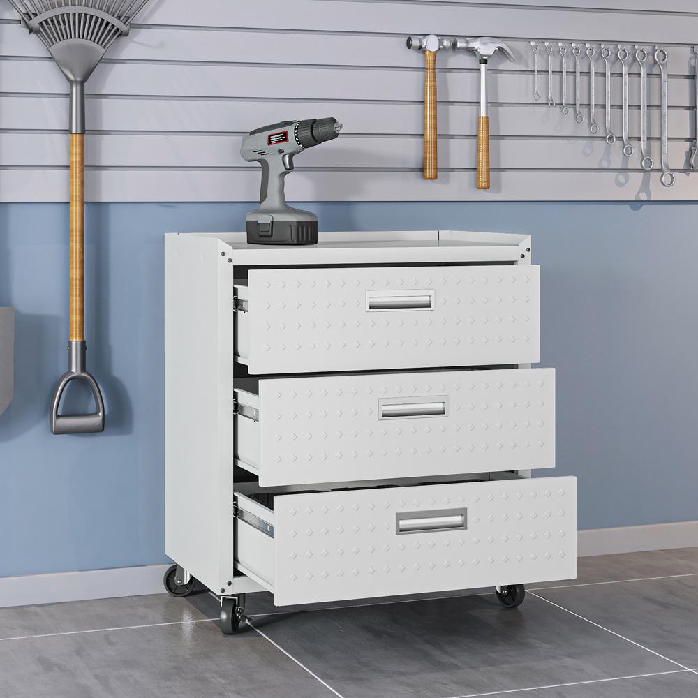 Manhattan Comfort - Fortress Garage Cabinet with 3 Full Extension Drawers in White - 4GMCC-WH veiw 8