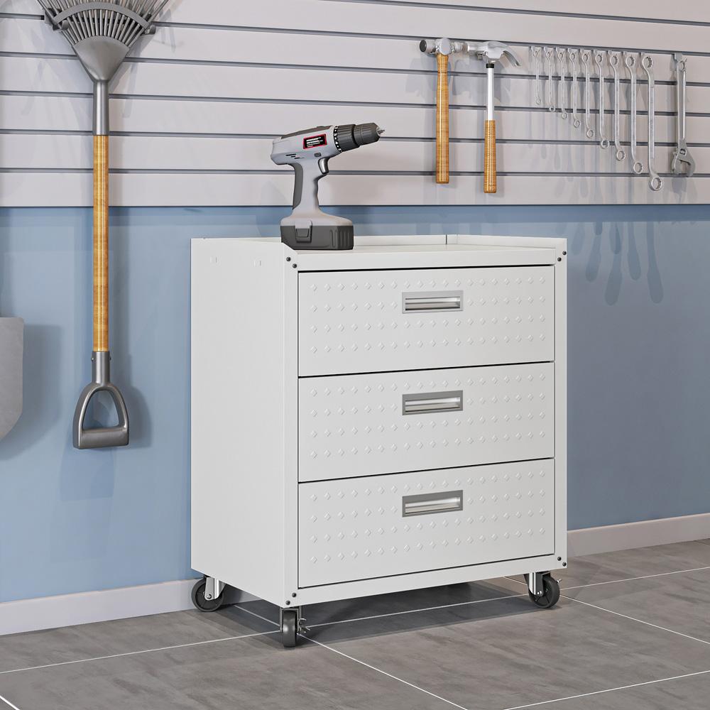 Manhattan Comfort - Fortress Garage Cabinet with 3 Full Extension Drawers in White - 4GMCC-WH veiw 9