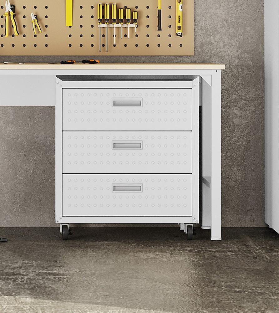 Manhattan Comfort - Fortress Garage Cabinet with 3 Full Extension Drawers in White - 4GMCC-WH veiw 10