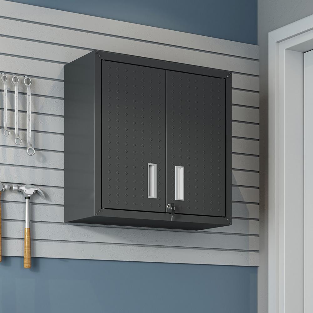 Manhattan Comfort - Fortress Garage Cabinet with 2 Adjustable Shelves in Charcoal Grey - 5GMC-CH veiw 9