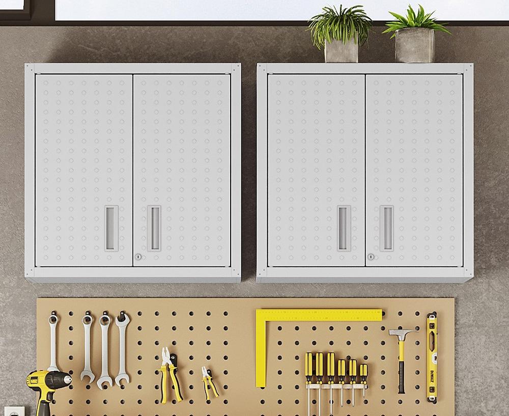 Manhattan Comfort - Fortress Garage Cabinet with 2 Adjustable Shelves in White - 5GMC-WH veiw 9