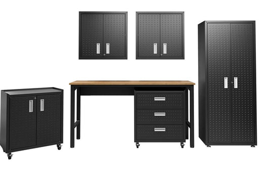 Manhattan Comfort - 6-Piece Fortress Garage Set with 3 Drawers in Charcoal Grey - 6-GGGG-CH veiw 1