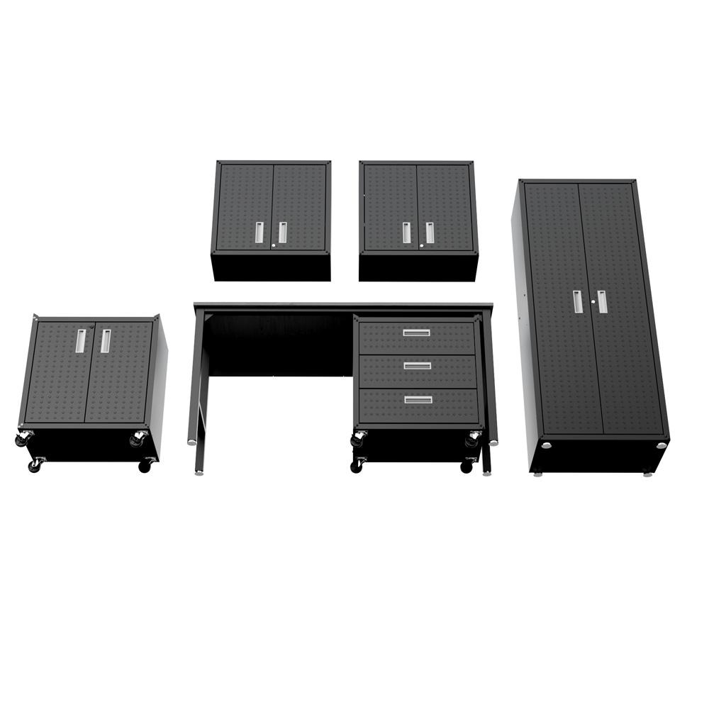 Manhattan Comfort - 6-Piece Fortress Garage Set with 3 Drawers in Charcoal Grey - 6-GGGG-CH veiw 6