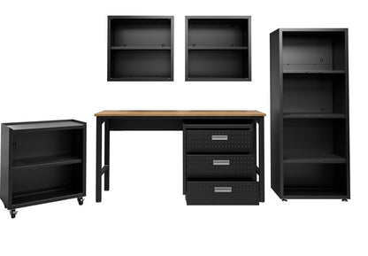 Manhattan Comfort - 6-Piece Fortress Garage Set with 3 Drawers in Charcoal Grey - 6-GGGG-CH veiw 7