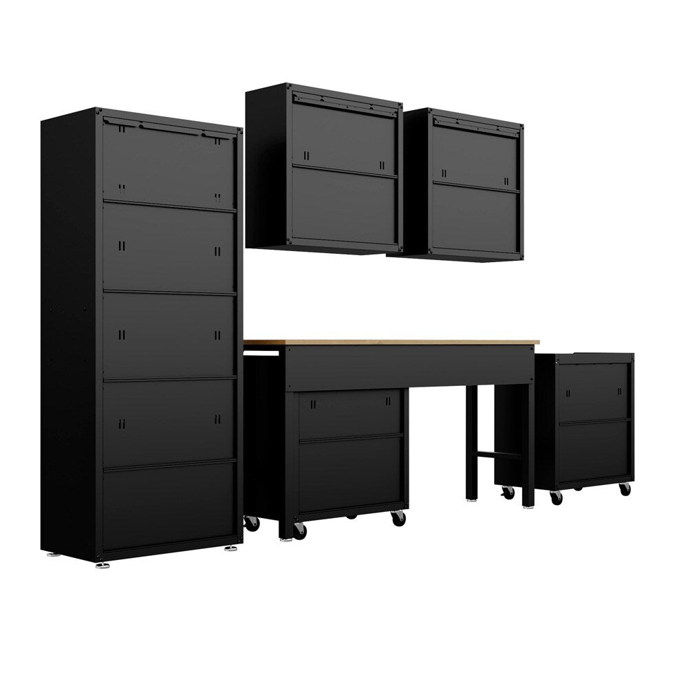 Manhattan Comfort - 6-Piece Fortress Garage Set with 3 Drawers in Charcoal Grey - 6-GGGG-CH veiw 9