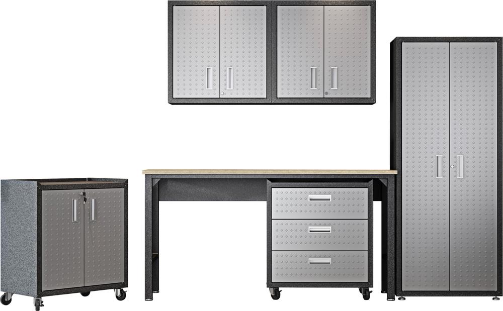 Manhattan Comfort - 6-Piece Fortress Garage Set with 3 Drawers in Grey - 6-GGGG veiw 1