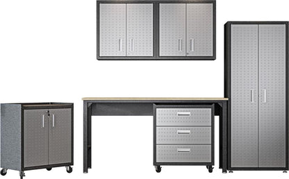 Manhattan Comfort - 6-Piece Fortress Garage Set with 3 Drawers in Grey - 6-GGGG veiw 1