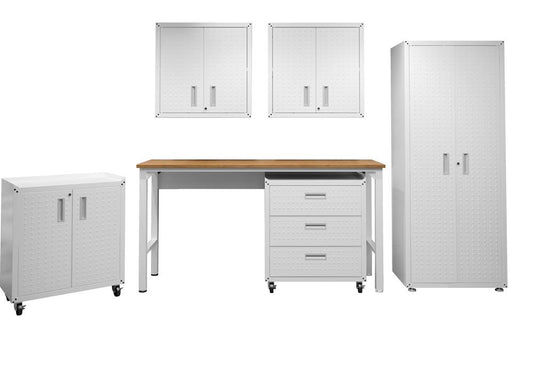 Manhattan Comfort - 6-Piece Fortress Garage Set with 3 Drawers in White - 6-GGGG-WH veiw 1