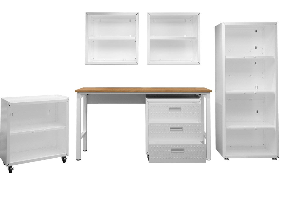 Manhattan Comfort - 6-Piece Fortress Garage Set with 3 Drawers in White - 6-GGGG-WH veiw 5