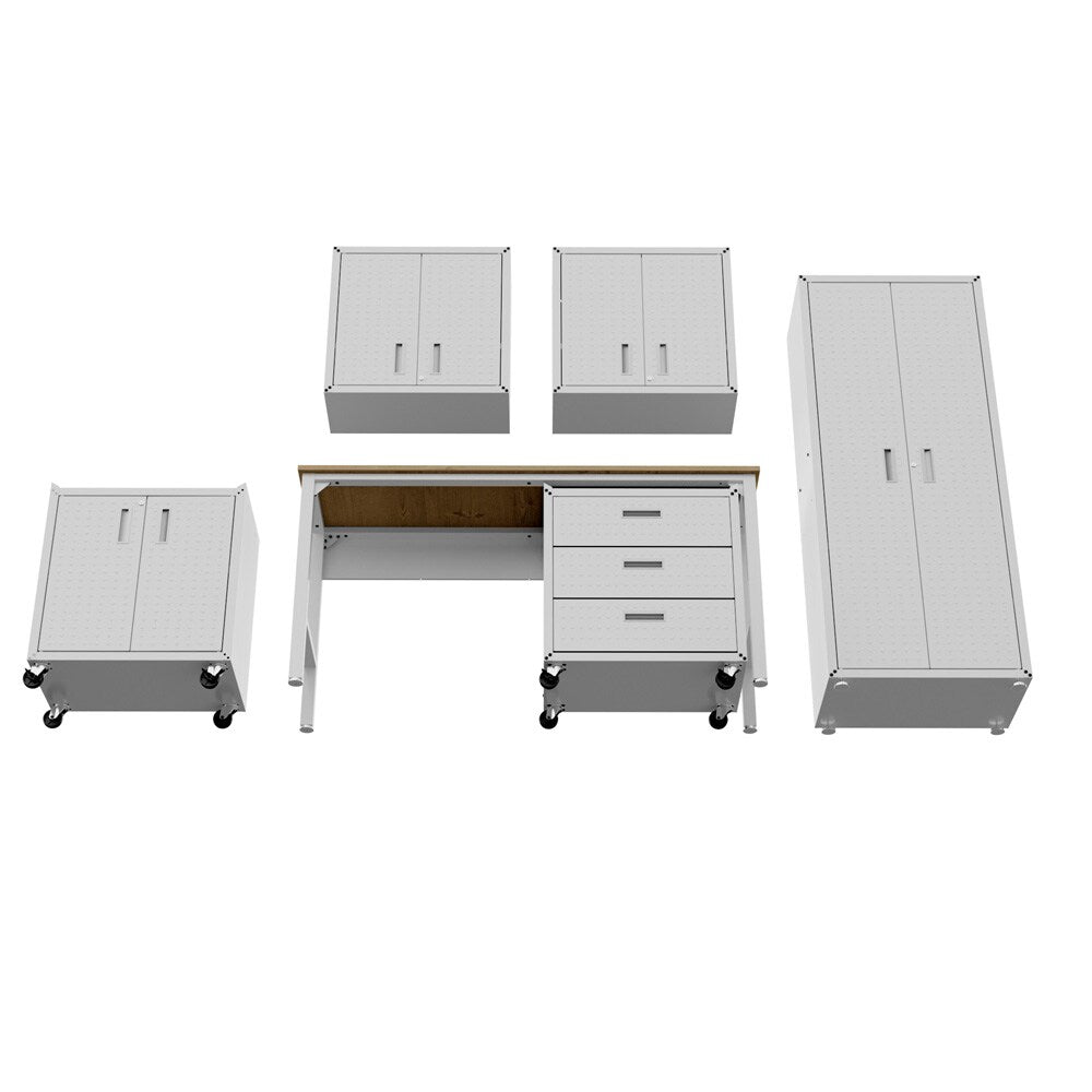Manhattan Comfort - 6-Piece Fortress Garage Set with 3 Drawers in White - 6-GGGG-WH veiw 6