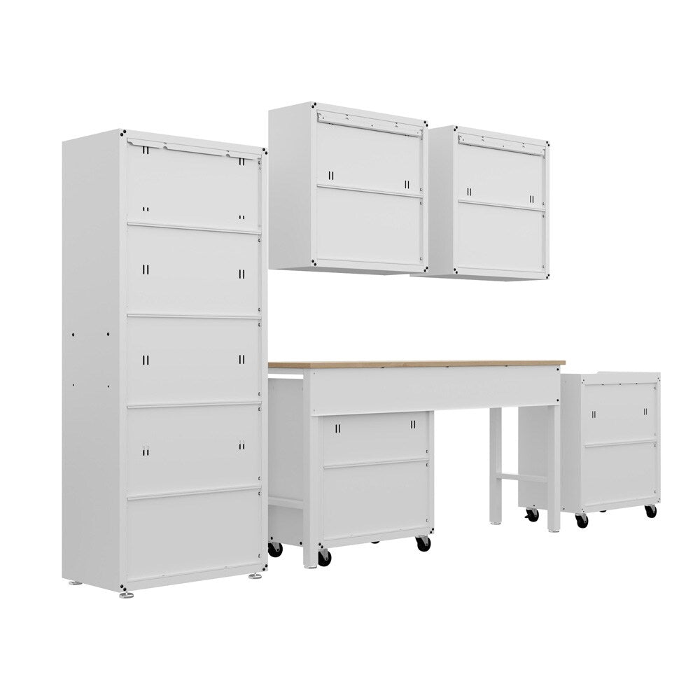 Manhattan Comfort - 6-Piece Fortress Garage Set with 3 Drawers in White - 6-GGGG-WH veiw 7