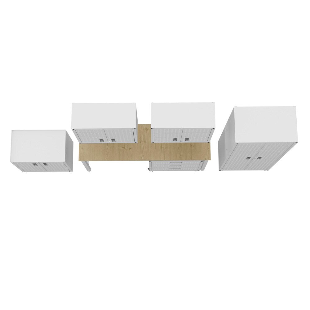 Manhattan Comfort - 6-Piece Fortress Garage Set with 3 Drawers in White - 6-GGGG-WH veiw 8