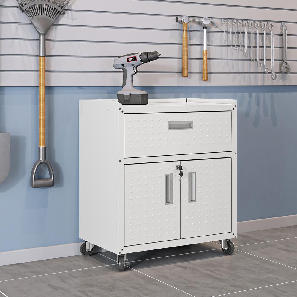 Manhattan Comfort - 6-Piece Fortress Garage Set with 3 Drawers in White - 6-GGGG-WH veiw 10