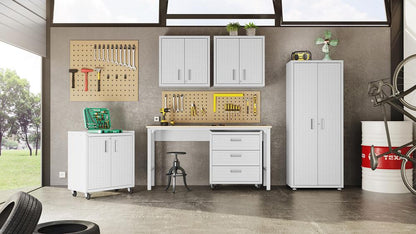 Manhattan Comfort - 6-Piece Fortress Garage Set with 3 Drawers in White - 6-GGGG-WH veiw 12