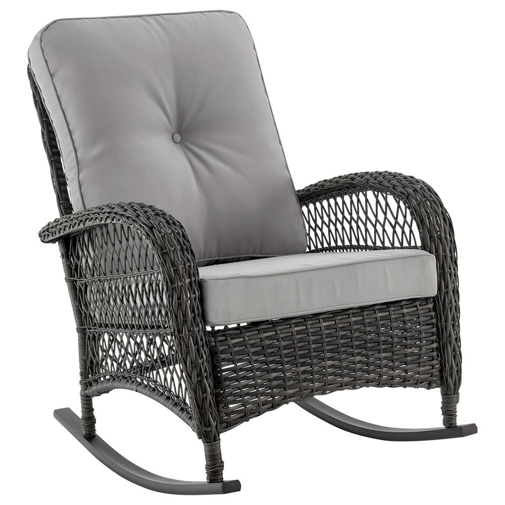 Manhattan Comfort - Fruttuo Polyester Patio Rocking Chair with Iron Steel Legs in Mixed Grey - OD-CV017-GY veiw 1