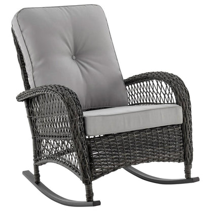 Manhattan Comfort - Fruttuo Polyester Patio Rocking Chair with Iron Steel Legs in Mixed Grey - OD-CV017-GY veiw 1