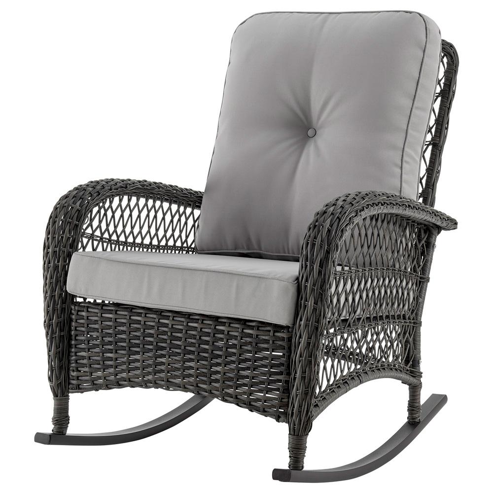 Manhattan Comfort - Fruttuo Polyester Patio Rocking Chair with Iron Steel Legs in Mixed Grey - OD-CV017-GY veiw 2