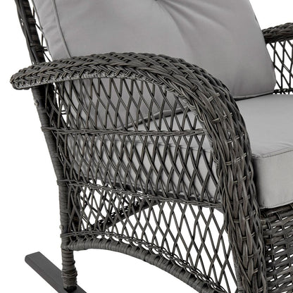 Manhattan Comfort - Fruttuo Polyester Patio Rocking Chair with Iron Steel Legs in Mixed Grey - OD-CV017-GY veiw 6