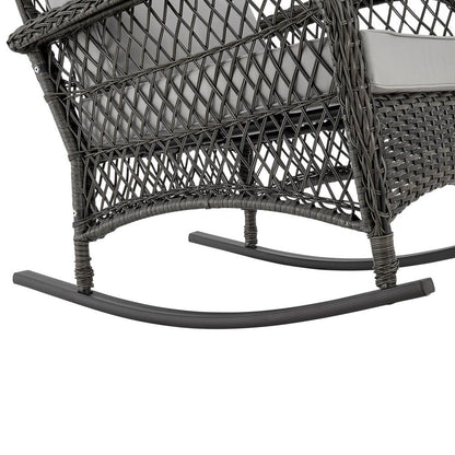 Manhattan Comfort - Fruttuo Polyester Patio Rocking Chair with Iron Steel Legs in Mixed Grey - OD-CV017-GY veiw 7