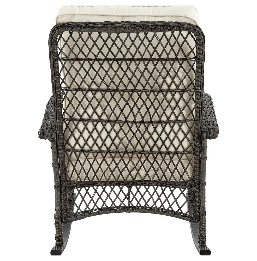 Manhattan Comfort - Fruttuo Polyester Patio Rocking Chair with Iron Steel Legs in Mixed Grey Weave and Cream - OD-CV017-CR veiw 4