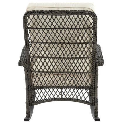 Manhattan Comfort - Fruttuo Polyester Patio Rocking Chair with Iron Steel Legs in Mixed Grey Weave and Cream - OD-CV017-CR veiw 4