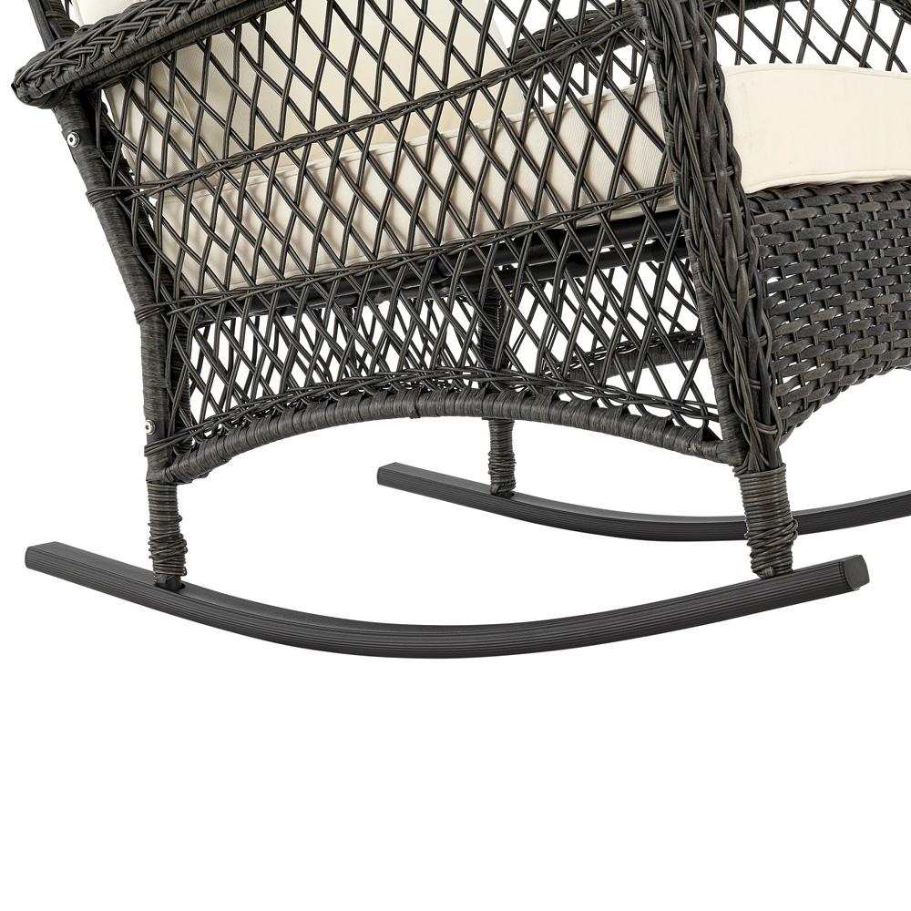 Manhattan Comfort - Fruttuo Polyester Patio Rocking Chair with Iron Steel Legs in Mixed Grey Weave and Cream - OD-CV017-CR veiw 7