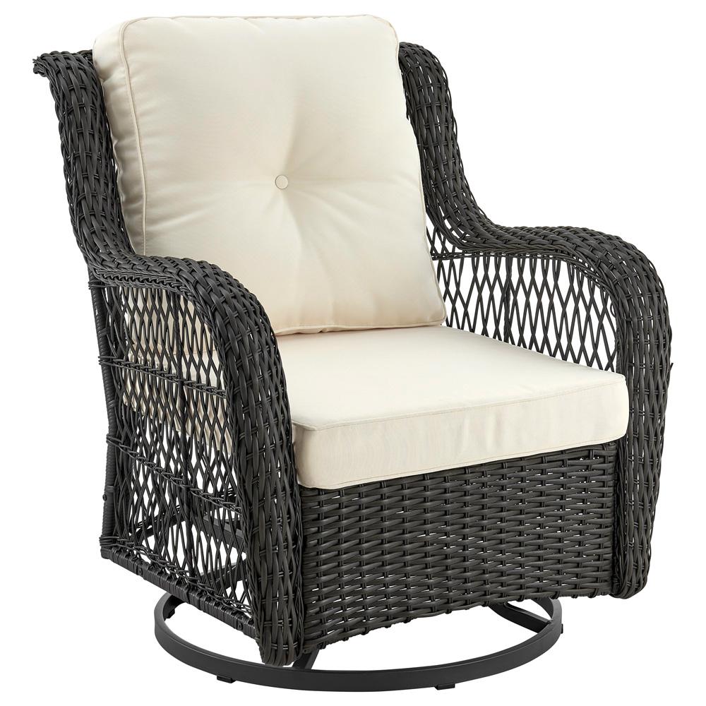 Manhattan Comfort - 3-Piece Fruttuo Polyester Patio 2- Person Seating Group with End Table with Iron Steel Legs in Mixed Grey Weave and Cream - OD-CV018-CR veiw 2