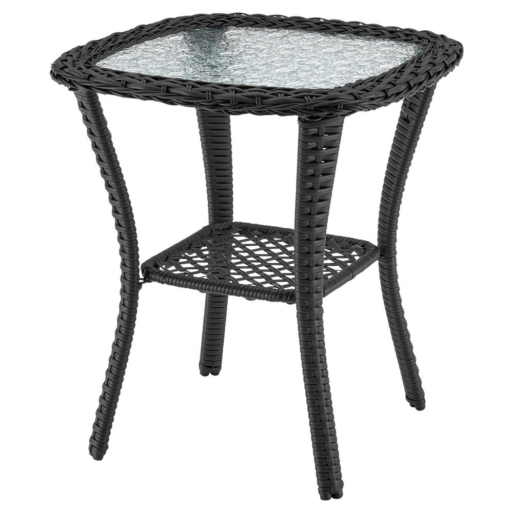 Manhattan Comfort - 3-Piece Fruttuo Polyester Patio 2- Person Seating Group with End Table with Iron Steel Legs in Mixed Grey Weave and Cream - OD-CV018-CR veiw 4