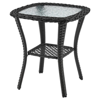 Manhattan Comfort - 3-Piece Fruttuo Polyester Patio 2- Person Seating Group with End Table with Iron Steel Legs in Mixed Grey Weave and Cream - OD-CV018-CR veiw 4