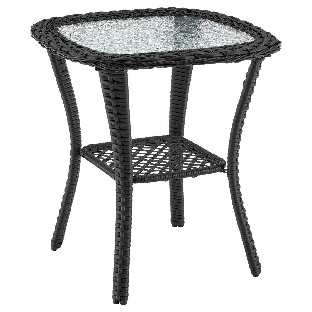 Manhattan Comfort - 3-Piece Fruttuo Polyester Patio 2- Person Seating Group with End Table with Iron Steel Legs in Mixed Grey Weave and Cream - OD-CV018-CR veiw 5