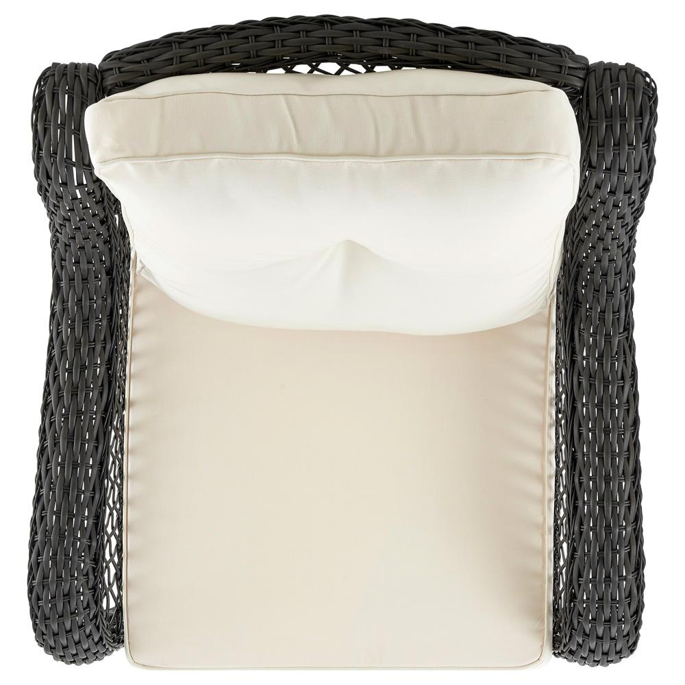 Manhattan Comfort - 3-Piece Fruttuo Polyester Patio 2- Person Seating Group with End Table with Iron Steel Legs in Mixed Grey Weave and Cream - OD-CV018-CR veiw 7