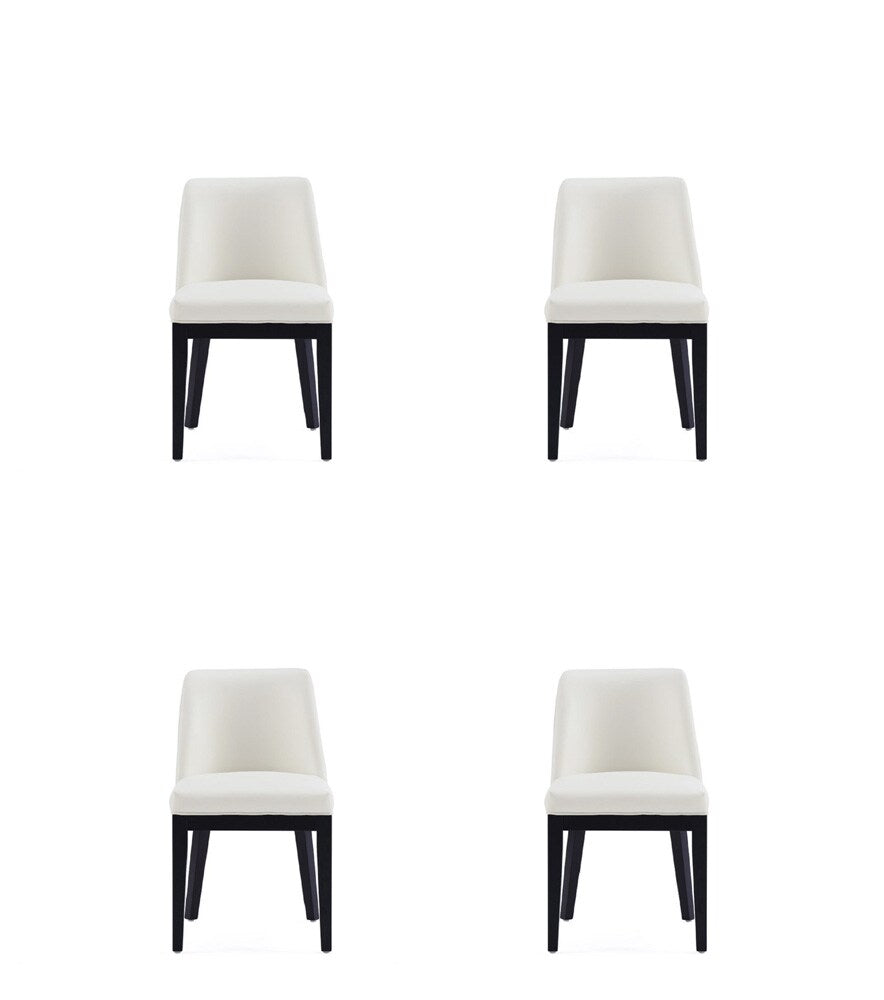 Manhattan Comfort - Gansevoort Faux Leather Dining Chairs with Beech Wood Legs in Cream - Set of 4 - 2-DC051-CR veiw 1