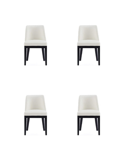 Manhattan Comfort - Gansevoort Faux Leather Dining Chairs with Beech Wood Legs in Cream - Set of 4 - 2-DC051-CR veiw 1