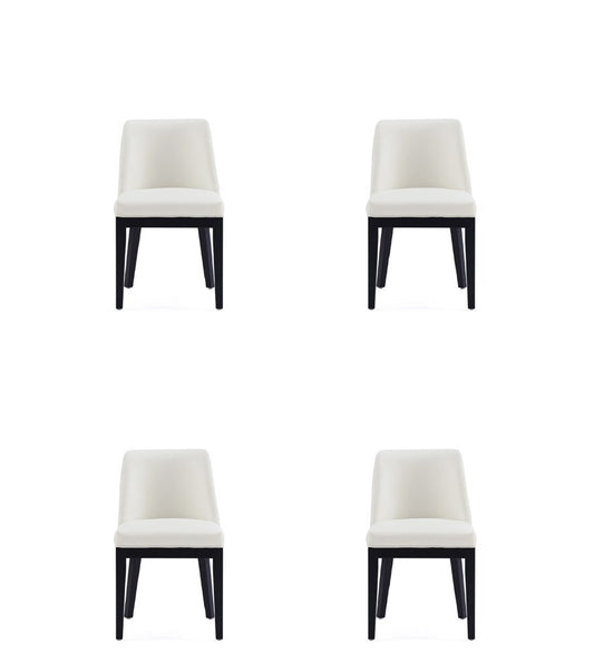 Manhattan Comfort - Gansevoort Faux Leather Dining Chairs with Beech Wood Legs in Cream - Set of 4 - 2-DC051-CR veiw 1