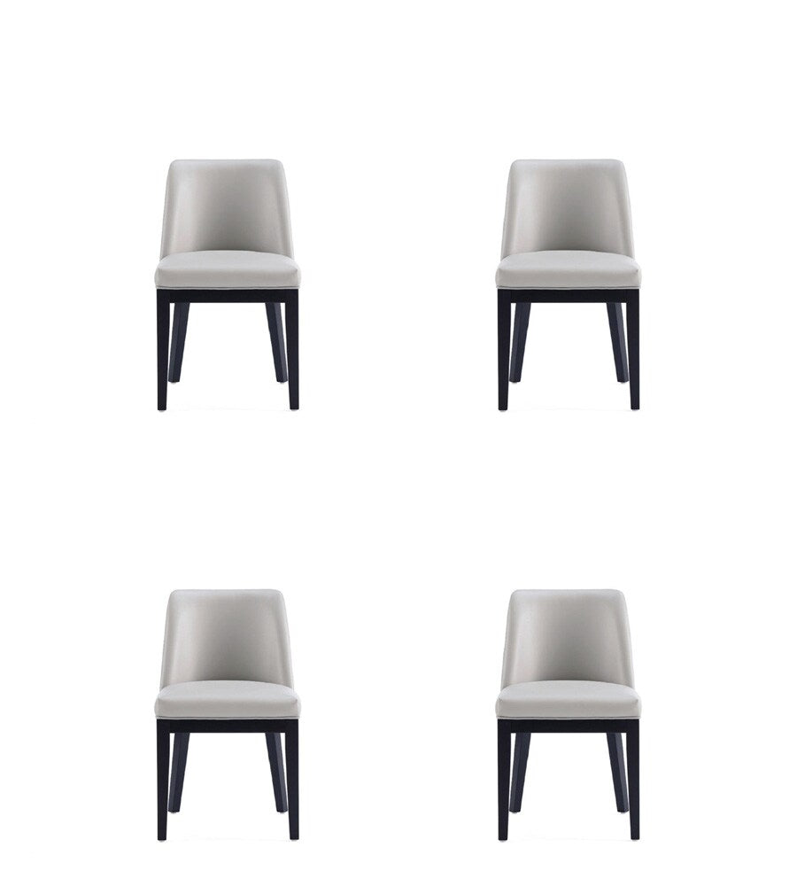 Manhattan Comfort - Gansevoort Faux Leather Dining Chairs with Beech Wood Legs in Light Grey - Set of 4 - 2-DC051-LG veiw 1