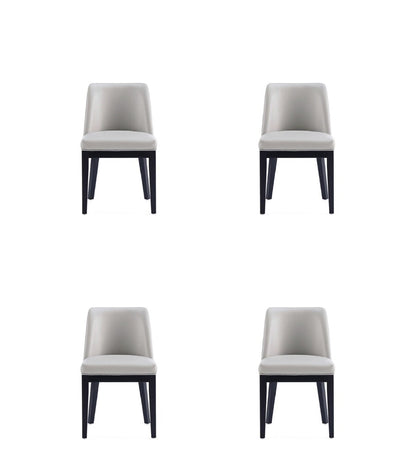 Manhattan Comfort - Gansevoort Faux Leather Dining Chairs with Beech Wood Legs in Light Grey - Set of 4 - 2-DC051-LG veiw 1
