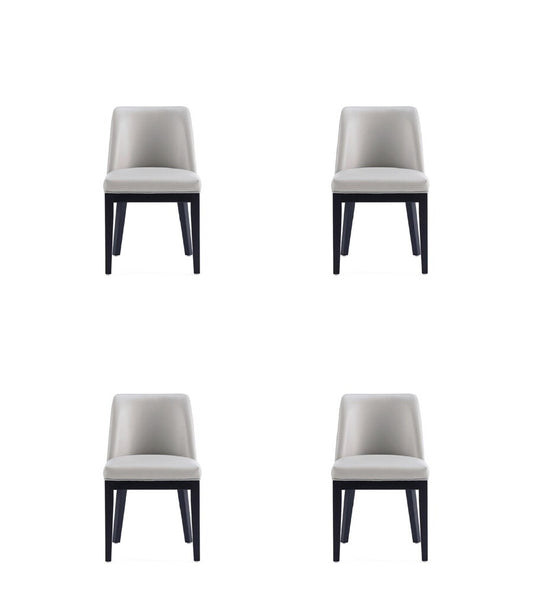Manhattan Comfort - Gansevoort Faux Leather Dining Chairs with Beech Wood Legs in Light Grey - Set of 4 - 2-DC051-LG veiw 1