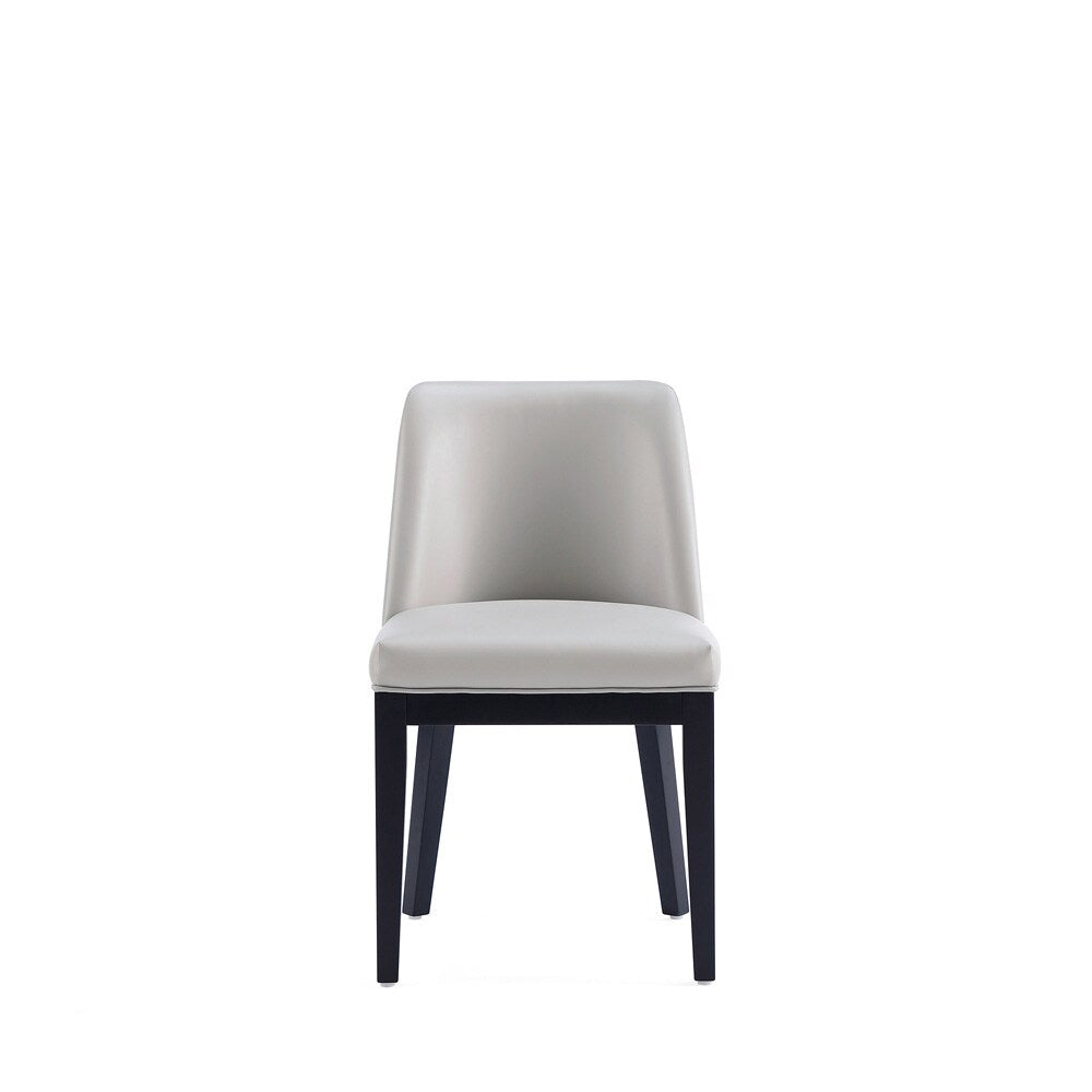 Manhattan Comfort - Gansevoort Faux Leather Dining Chairs with Beech Wood Legs in Light Grey - Set of 4 - 2-DC051-LG veiw 2
