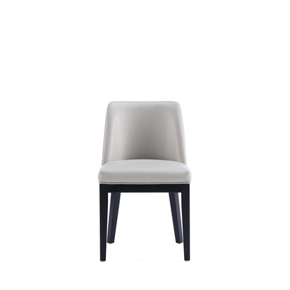 Manhattan Comfort - Gansevoort Faux Leather Dining Chairs with Beech Wood Legs in Light Grey - Set of 4 - 2-DC051-LG veiw 2