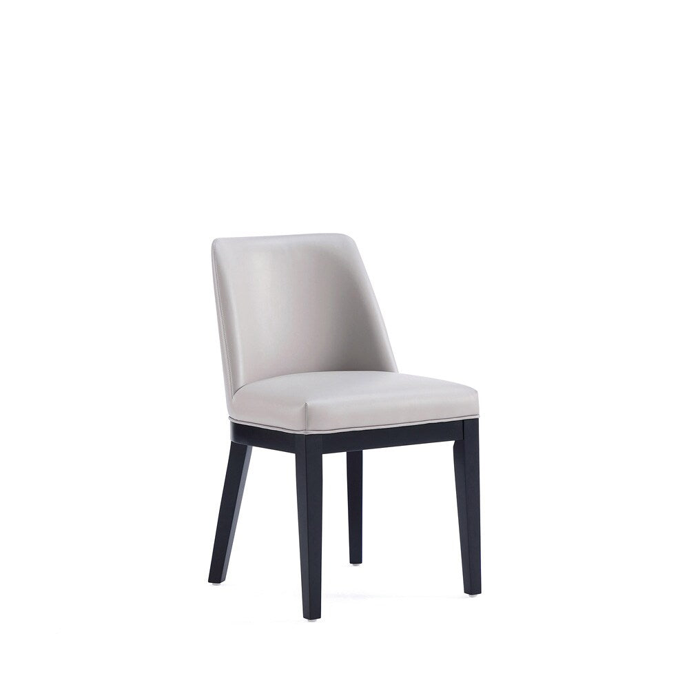 Manhattan Comfort - Gansevoort Faux Leather Dining Chairs with Beech Wood Legs in Light Grey - Set of 4 - 2-DC051-LG veiw 3
