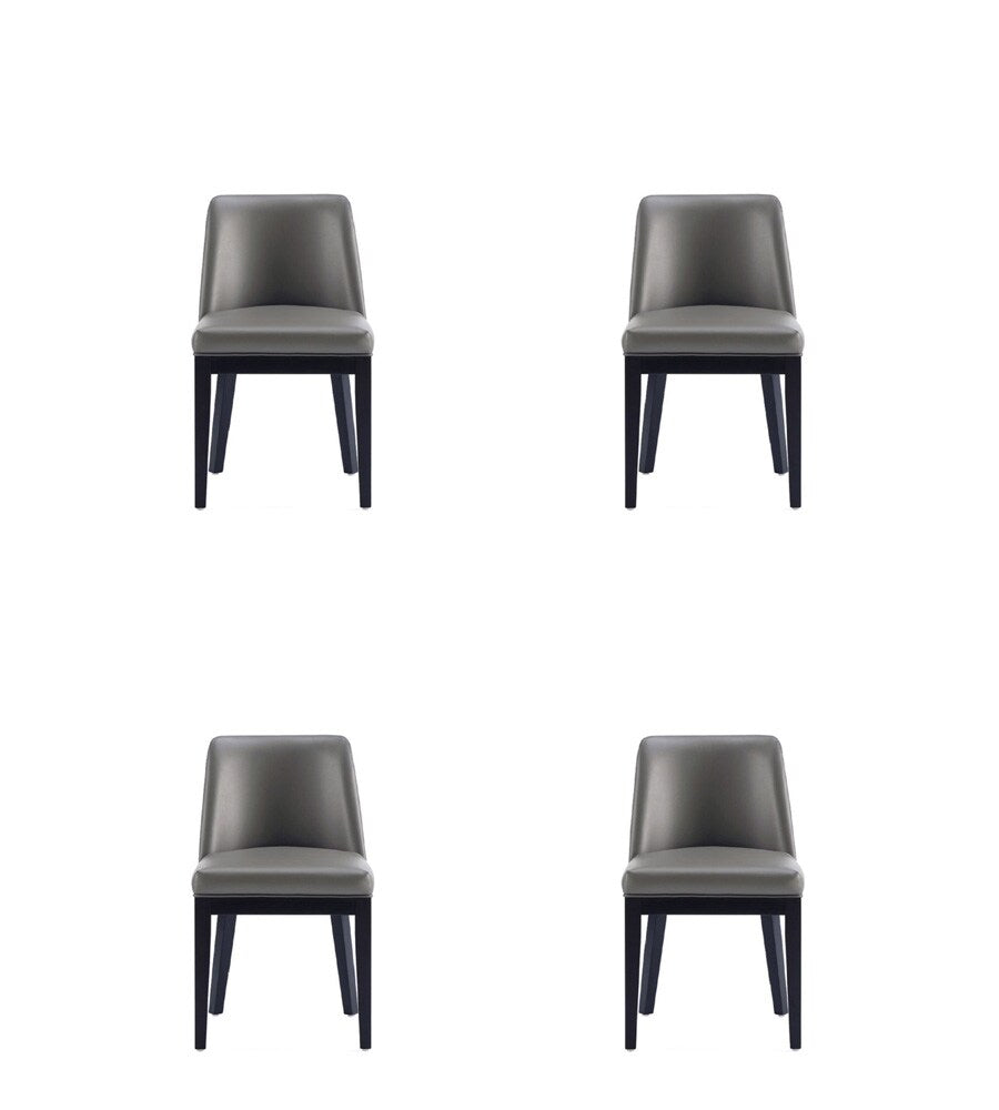 Manhattan Comfort - Gansevoort Faux Leather Dining Chairs with Beech Wood Legs in Pebble Grey - Set of 4 - 2-DC051-PE veiw 1