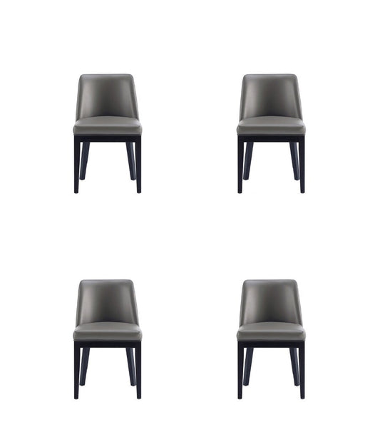 Manhattan Comfort - Gansevoort Faux Leather Dining Chairs with Beech Wood Legs in Pebble Grey - Set of 4 - 2-DC051-PE veiw 1
