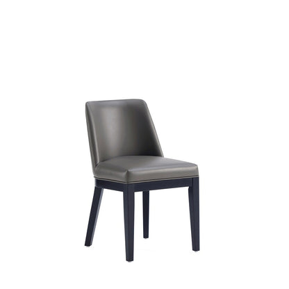 Manhattan Comfort - Gansevoort Faux Leather Dining Chairs with Beech Wood Legs in Pebble Grey - Set of 4 - 2-DC051-PE veiw 3