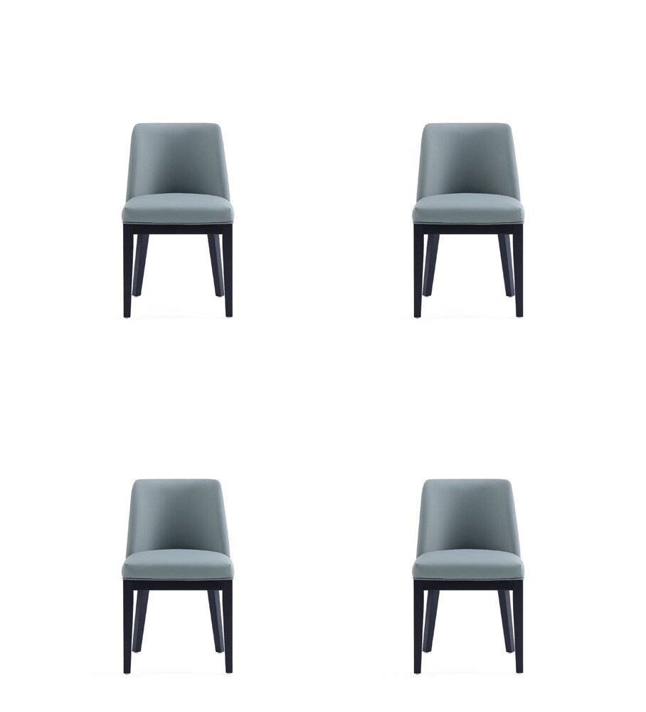 Manhattan Comfort - Gansevoort Faux Leather Dining Chairs with Beech Wood Legs in Pewter - Set of 4 - 2-DC051-PT veiw 1
