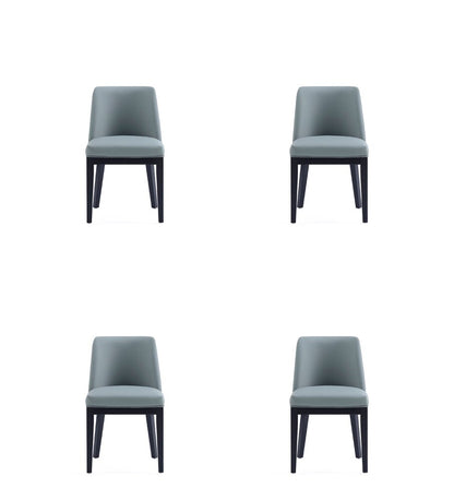 Manhattan Comfort - Gansevoort Faux Leather Dining Chairs with Beech Wood Legs in Pewter - Set of 4 - 2-DC051-PT veiw 1