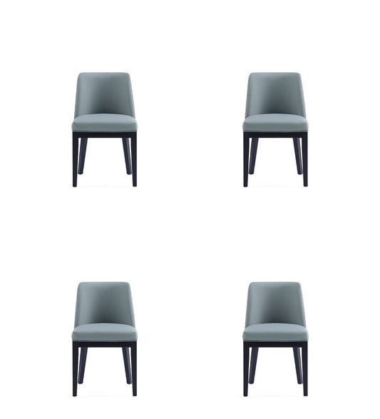 Manhattan Comfort - Gansevoort Faux Leather Dining Chairs with Beech Wood Legs in Pewter - Set of 4 - 2-DC051-PT veiw 1
