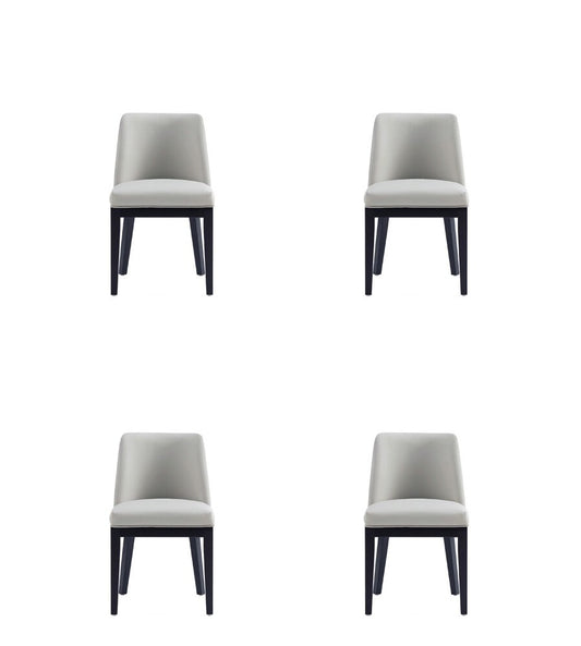 Manhattan Comfort - Gansevoort Faux Leather Dining Chairs with Beech Wood Legs in Stone Grey - Set of 4 - 2-DC051-ST veiw 1