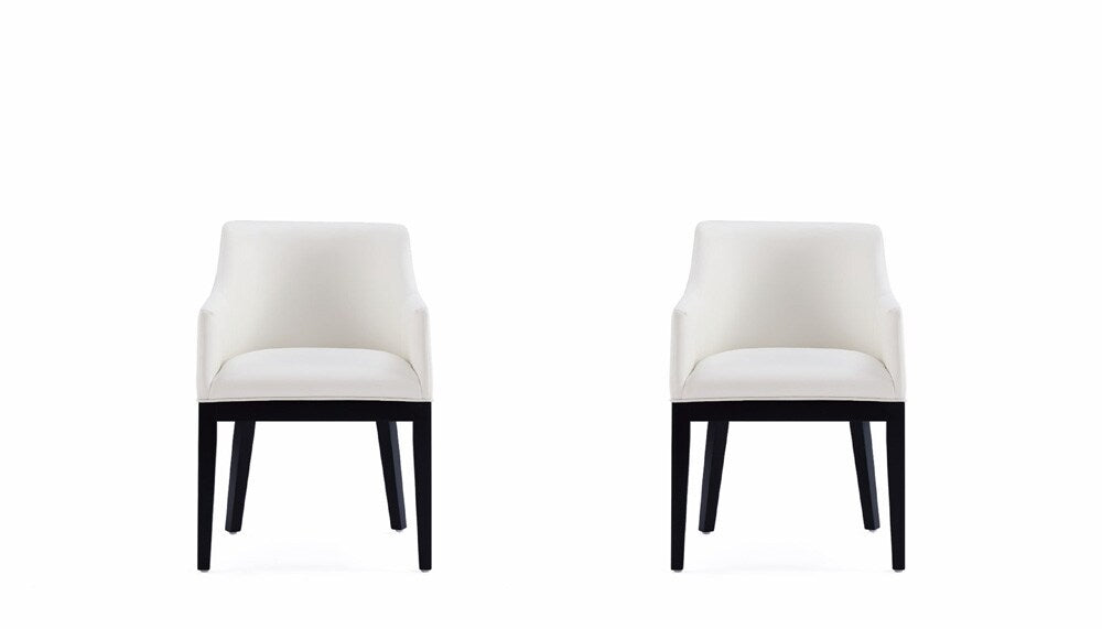 Manhattan Comfort - Gansevoort Faux Leather Armchair with Beech Wood Legs in Cream - Set of 2 - 2-DC051AR-CR veiw 1
