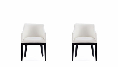 Manhattan Comfort - Gansevoort Faux Leather Armchair with Beech Wood Legs in Cream - Set of 2 - 2-DC051AR-CR veiw 1